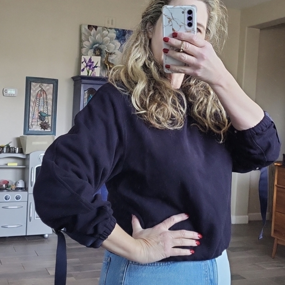 Helmut Lang Vintage Terry Cloth Elastic Hem Adjustable Sleeves Blue Size XS - Picture 4 of 12
